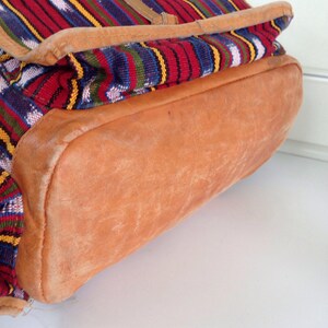 Kilim and tan leather rucksack bag, backpack , festival bag image 3