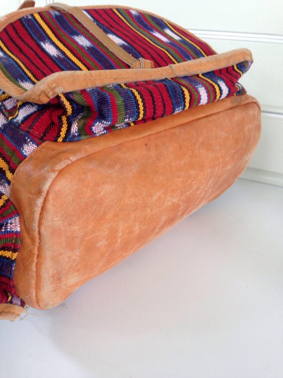 Kilim and tan leather rucksack bag, backpack , fe… - image 3