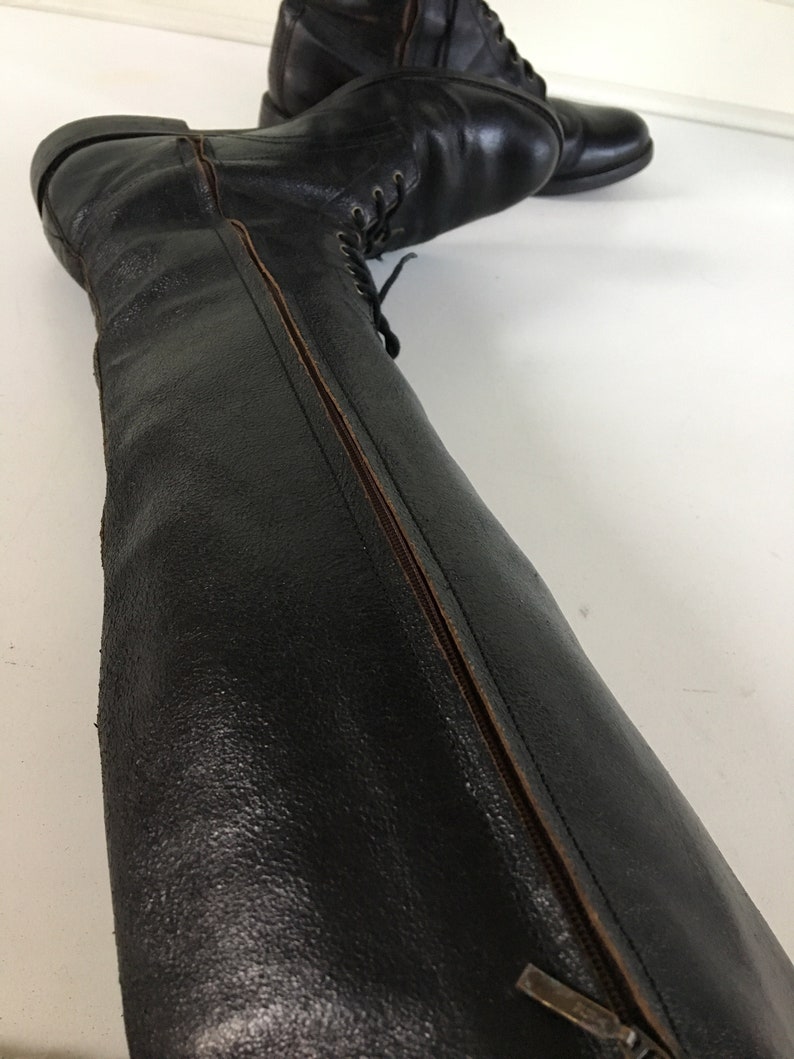 Vintage tall black leather riding boots Women 8 Tall Boots Black Leather in