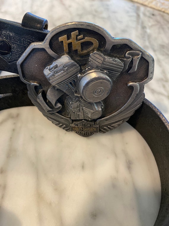 Vintage Harley Davidson leather belt and large be… - image 10