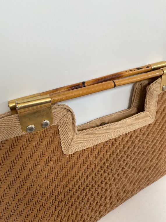 Large vintage 70’s straw, bamboo clutch bag - image 6