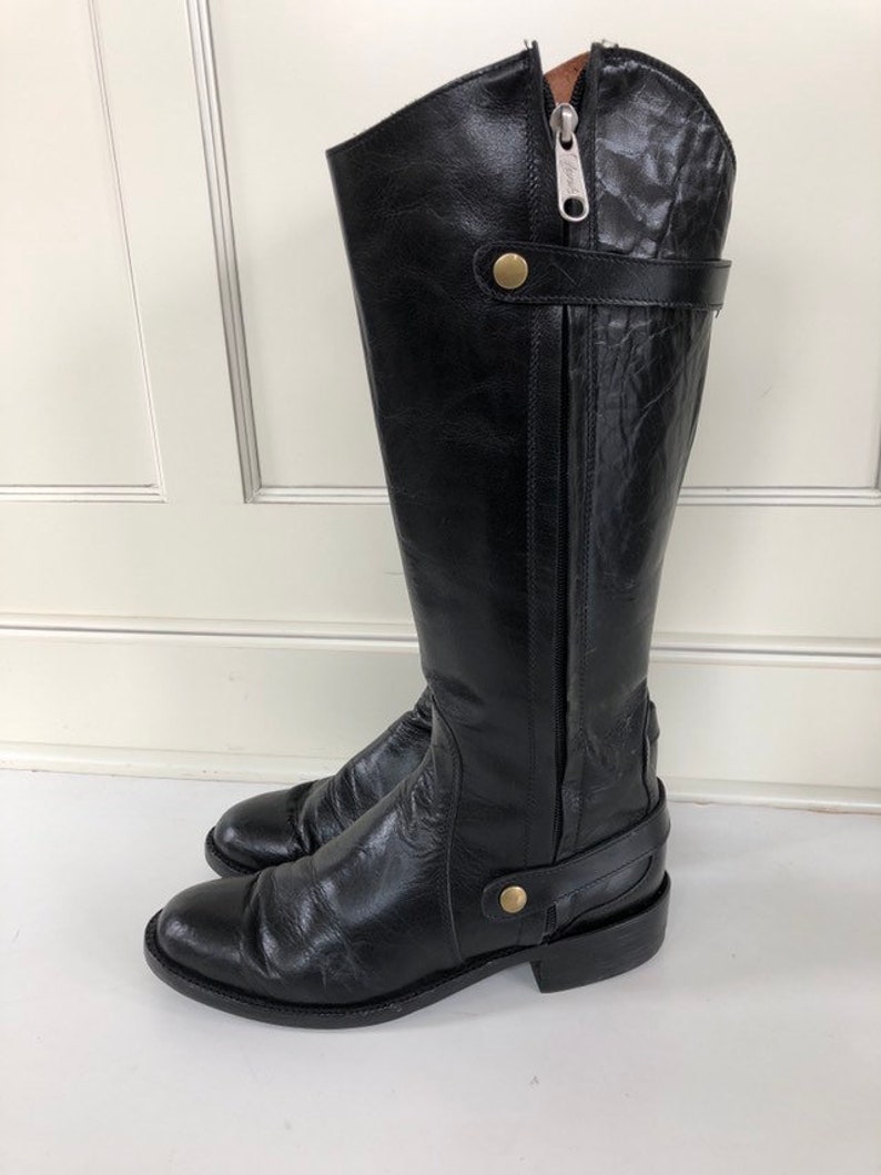 Tall Black Leather Riding Boots Women Size 7.5 Motorcycle - Etsy