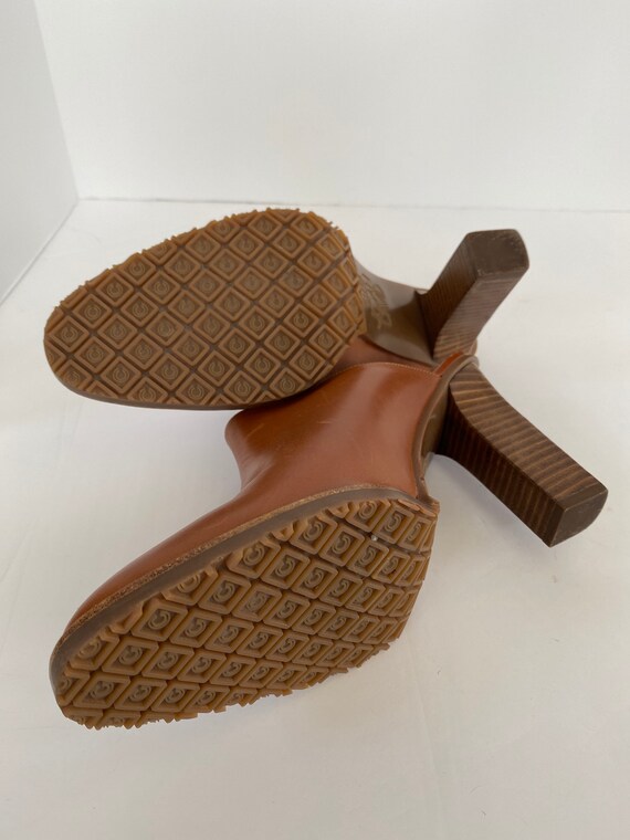 Joan and David tan leather clogs - high heel clogs - image 9