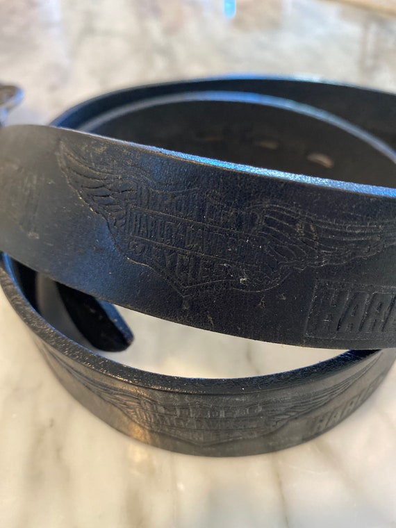 Vintage Harley Davidson leather belt and large be… - image 3