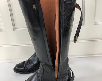 Tall black leather riding boots - women size 7.5 - motorcycle boots