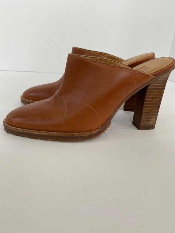 Joan and David tan leather clogs - high heel clogs - image 2