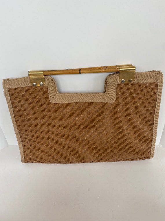 Large vintage 70’s straw, bamboo clutch bag - image 3