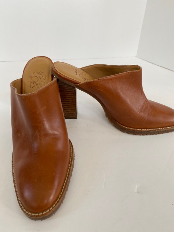 Joan and David tan leather clogs - high heel clogs - image 6