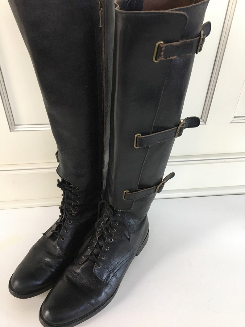 Vintage tall black leather riding boots Women 8 Tall Boots Black Leather in