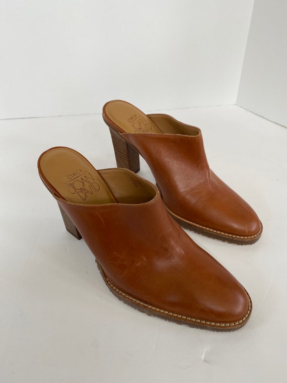 Joan and David tan leather clogs - high heel clogs - image 10