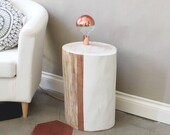 Wooden lamp, Ground lamp, Design lamp, Log lamp, Bedside table, Nordic design, Copper lamp, Wedding gift, Minimal design, Design light