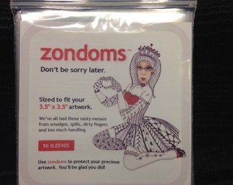 zondoms™ (50) clear poly sleeves for zentangle® tiles artwork or any 3.5" x 3.5" artwork