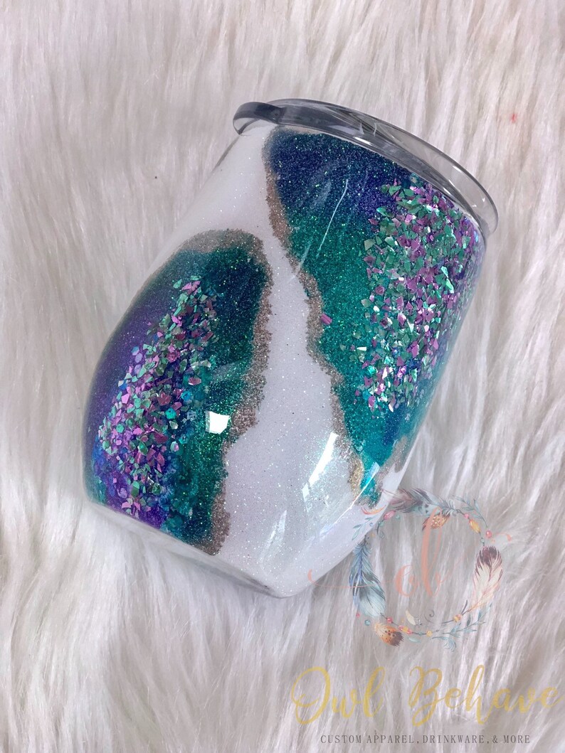 Geode Tumbler rock geode cup purple/teal Geode tumbler Etsy