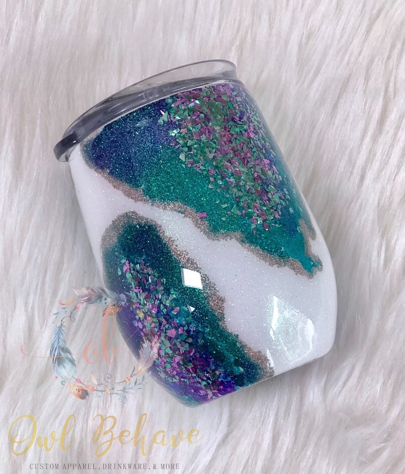 Geode Tumbler rock geode cup purple/teal Geode tumbler Etsy