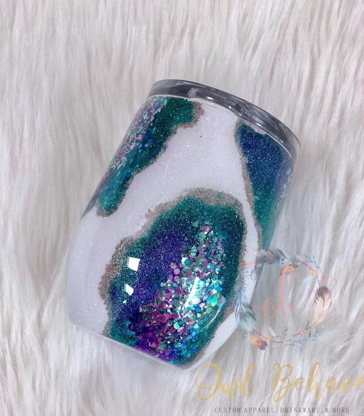 Geode Tumbler rock geode cup purple/teal Geode tumbler Etsy