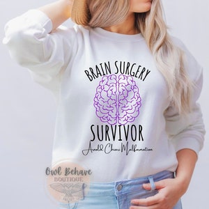 Brain surgery survivor - Chiari malformation shirt - ACM awareness - zipperhead shirt - brain sweatshirt - Chiari shirt - purple awareness