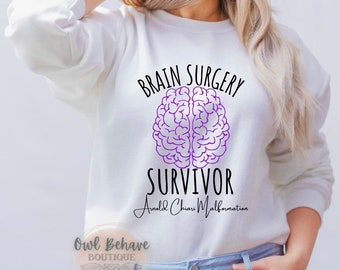 Brain surgery survivor, Chiari malformation shirt, ACM awareness, zipperhead shirt, brain sweatshirt, Chiari shirt, purple awareness