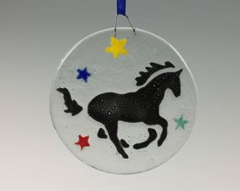 Horse Ornament, Fused Glass, Equine, Horse Decor, Window Hanging