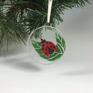 Ladybug Ornament, Fused Glass Ladybug, Ladybug Art, Lady Bug, Christmas Ornament, Insects, Red Bug