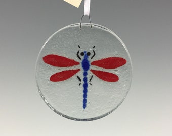 Dragonfly Ornament, Fused Glass, Glass Ornament