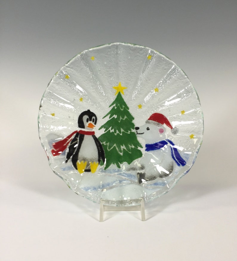 Penguin and Polar Bear Bowl Holiday Candy Dish Penguin Etsy