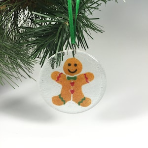 Gingerbread Man Ornament, Fused Glass, Christmas Ornament, Gingerbread, Holiday Decor