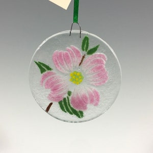 Dogwood, Dogwood Ornament, Pink Flower, Pink Dogwood, Fused Glass Ornament, Suncatcher