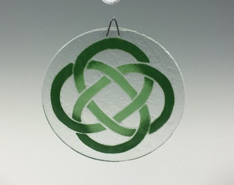 Celtic Knot Suncatcher, Irish Window Hanging, Fused Glass, Sun Catcher, Irish decor, Celtic Design