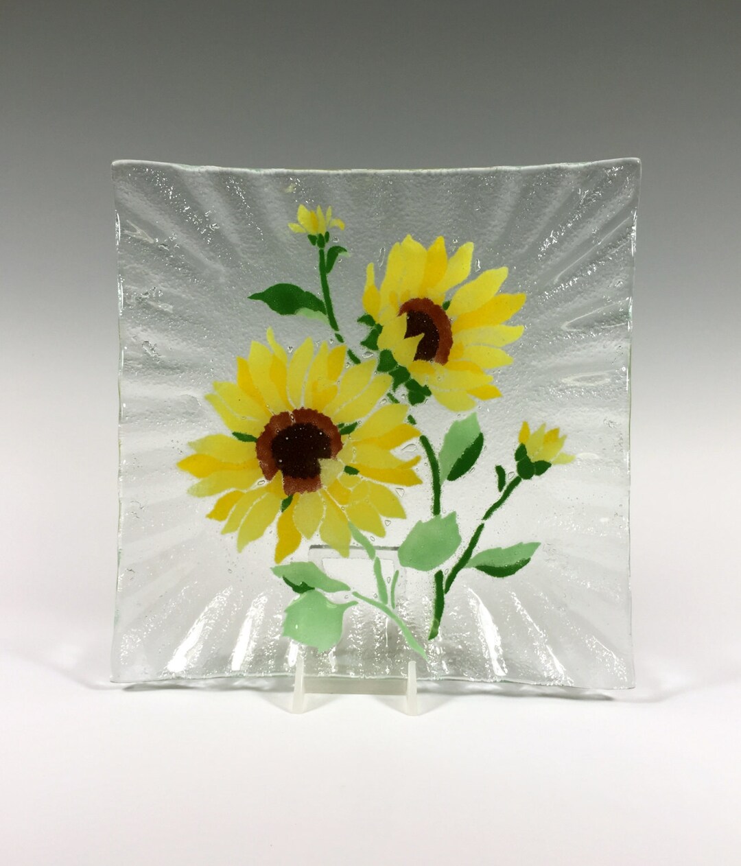 Sunflowers, Sunflower Plate, Fused Glass, Sunflower Decor, Serving Dish