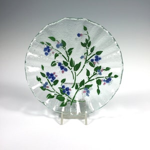 Blaubeerschale, geschmolzene Glasschale, Blaubeeren, Obstschale, Glasschale, Obstdekor
