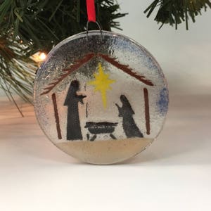 Nativity Ornament, Manger Scene, Fused Glass Ornament, Christmas Tree, Glass Ornament