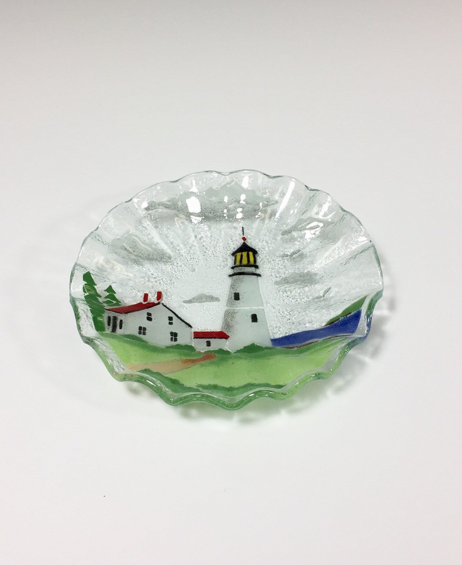 Lighthouse Bowl Fused Glass Glass Dish Lighthouse Decor Etsy