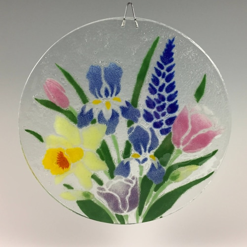 Iris Suncatcher Fused Glass Iris Flowers Floral Design Etsy