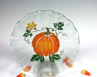 Pumpkin Bowl, Fused Glass Dish, Fall Dish, Candy Dish, Thanksgiving