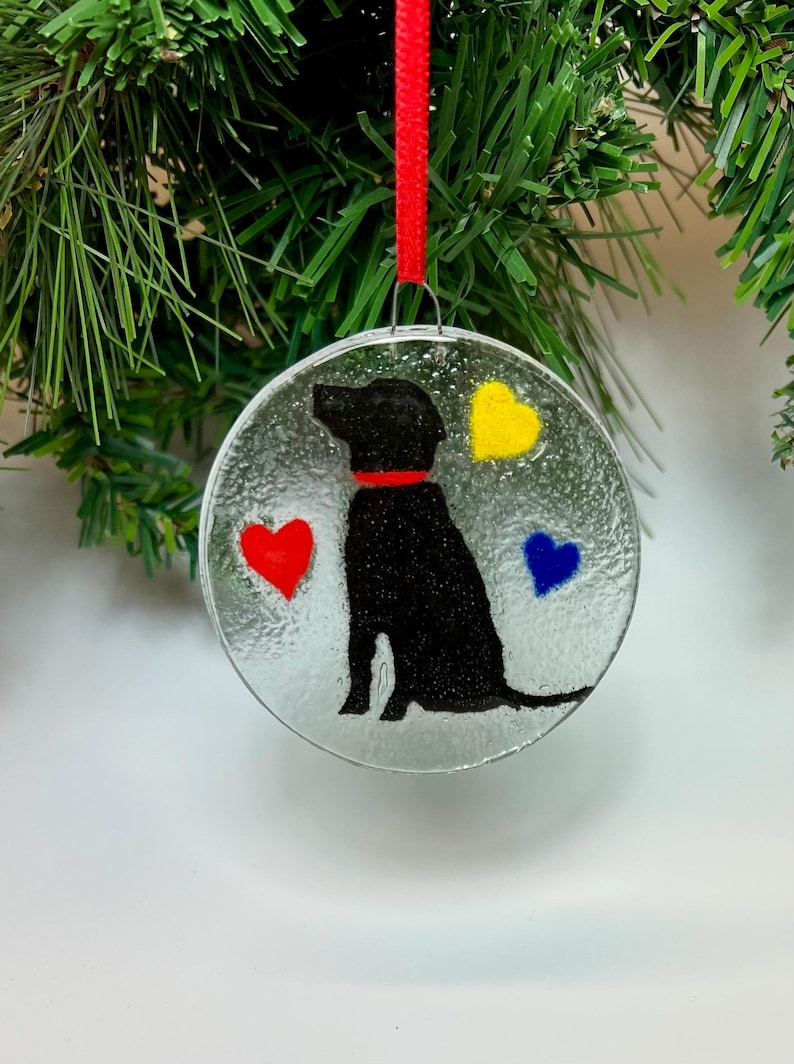 Svart labradorprydnad: Solfångare i smält glas för labrador retriever bild 2