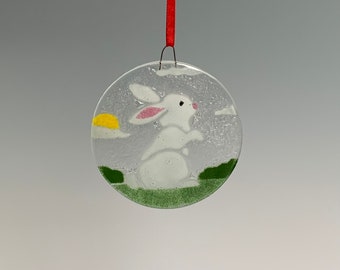 Rabbit Ornament Fused Glass