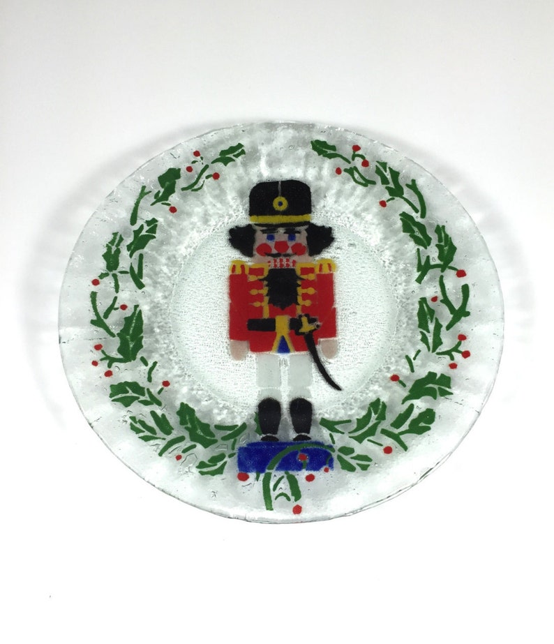 Nutcracker Plate Fused Glass Holiday Dish Nutcrackers Etsy