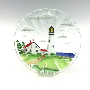 Lighthouse Bowl, Fused Glass, Glass Dish, Lighthouse Decor, Costal, Seashore