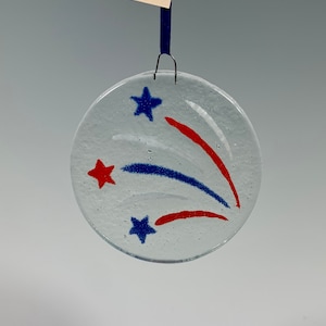 Fourth of July Ornament, Fused Glass ornament