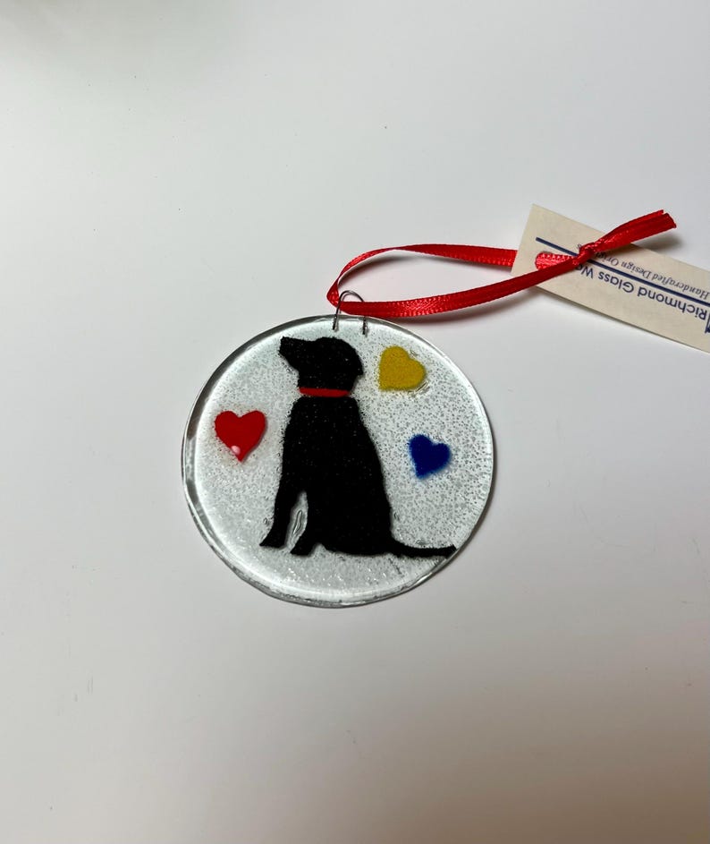 Svart labradorprydnad: Solfångare i smält glas för labrador retriever bild 3