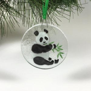 Panda Ornament, Fused Glass, Glass Bear, Pandas, Suncatcher