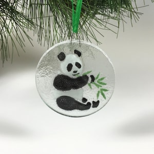 Panda Ornament, Smält Glas, Glasbjörn, Pandor, Solfångare