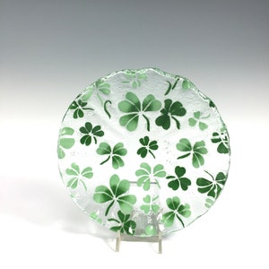 Shamrock Bowl, Fused Glass Dish, Irish Design, Celtic, Clover, Irish Decor