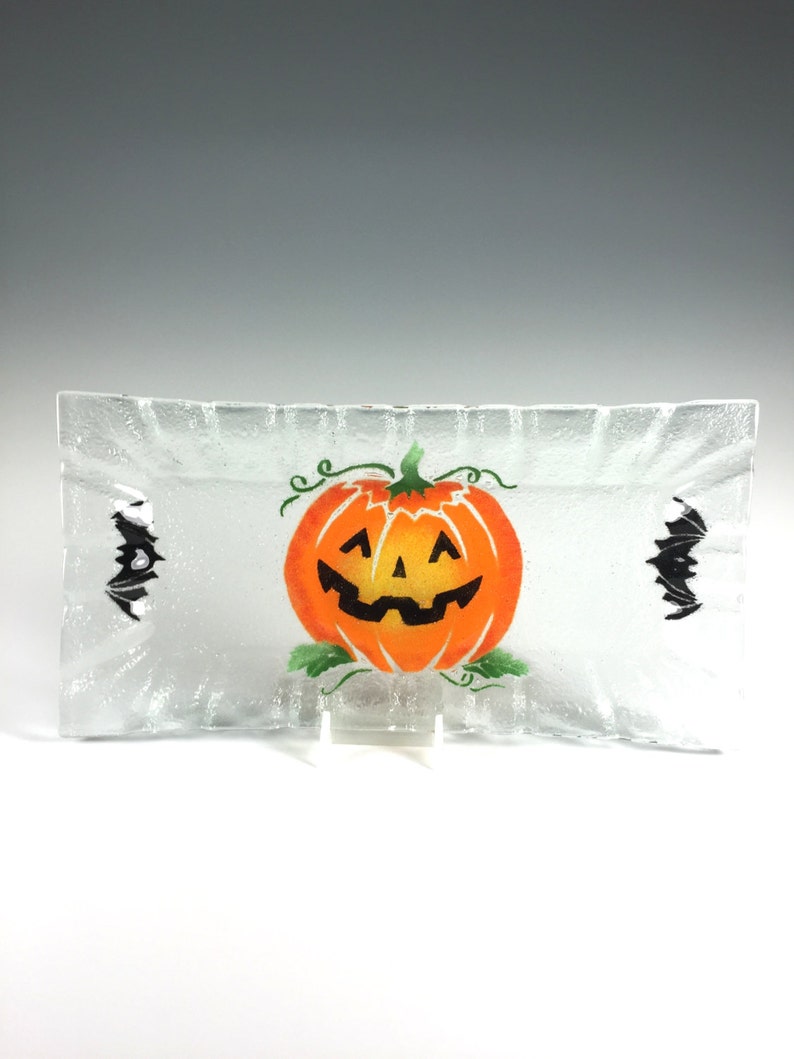 Halloween Plate, Pumpkin Serving Tray, Fused Glass - Etsy
