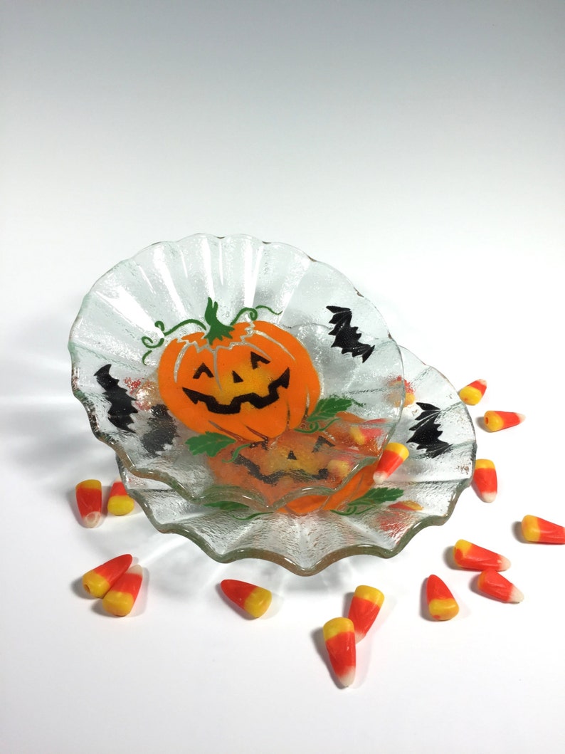 Halloween Candy Dish Pumpkin Bowl Fused Glass Dish Glass Etsy