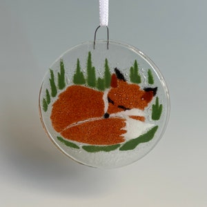 Fox Ornament Fused Glass