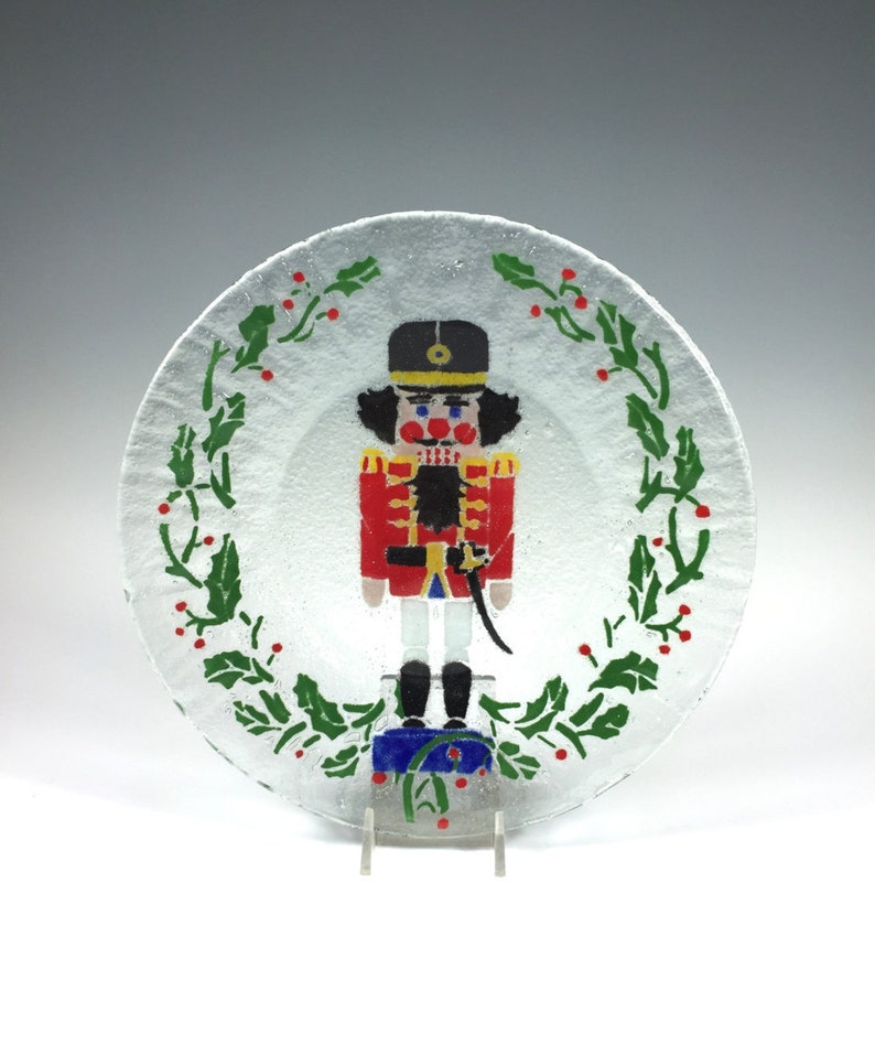 Nutcracker Plate Fused Glass Holiday Dish Nutcrackers Etsy