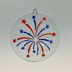 Fireworks Suncatcher, 4th of July window hanging, 5&quot; sun catcher