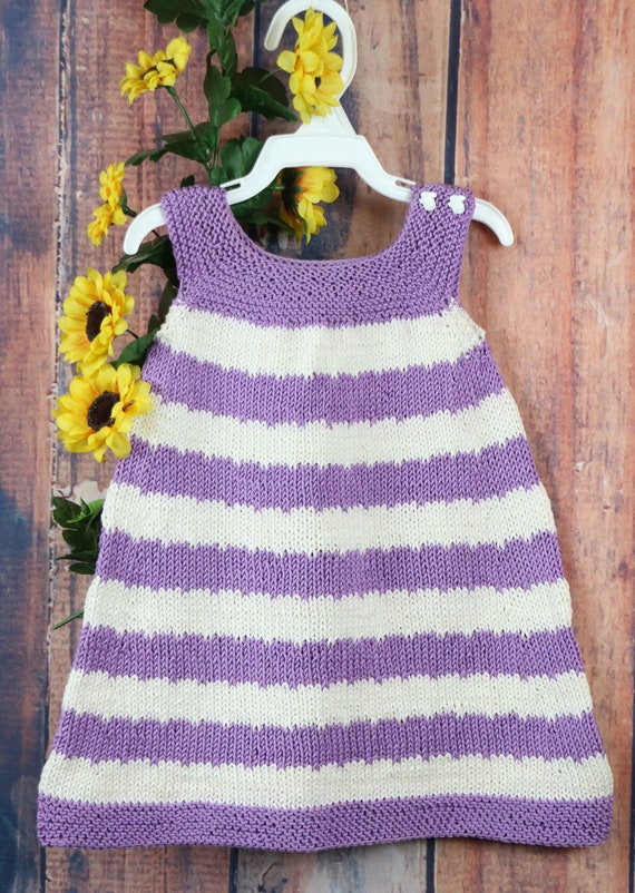 purple and white striped dress