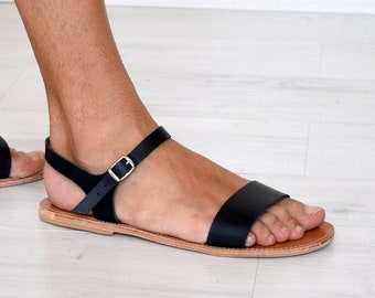 Sandalias de cuero griego hechas a mano para hombre